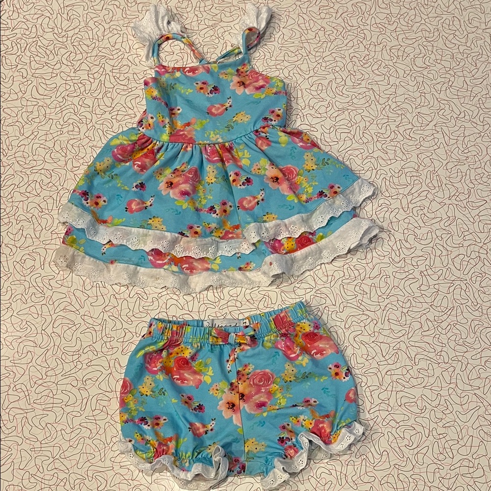 Dollfaced Floral‎ Blue Kids Dress SetSize 1-2 Years